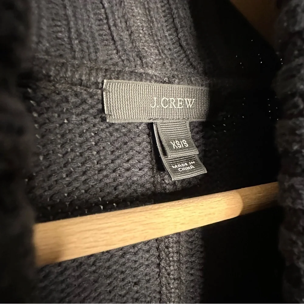 J. Crew | Black Chunky Knit Shawl Collar Open Cardigan Sweater